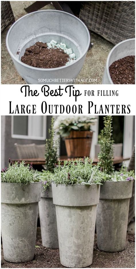 Large Backyard Landscaping, Large Outdoor Planters, Large Flower Pots, Flower Pots Outdoor, Tall Planters, Diy Outdoor Decor, Bedroom Decorating Ideas, Large Backyard, Terracotta Planter