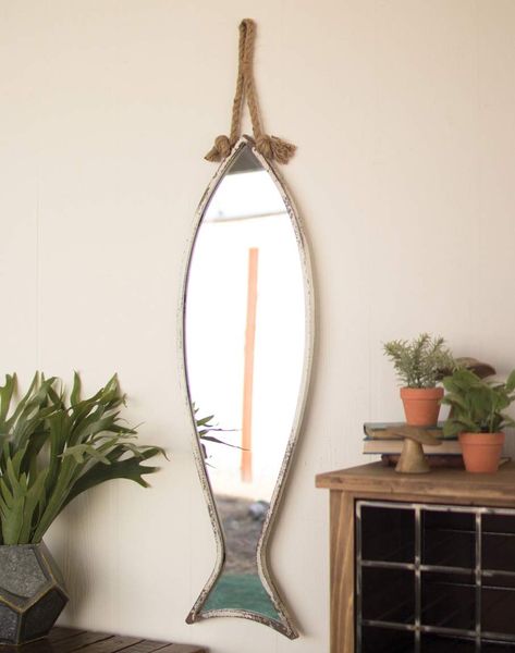 PRICES MAY VARY. 60 Day No Hassle Returns A Bella Coastal Decor Exclusive - Create effortless style in your coastal room with the Vertical Fish Mirror with Antique Finish and Rope Hanger, beautifully made with a nautical rope hanger and sleek fish silhouette. Wood frame in a weathered finish This nautical mirror measures 12 1/2"W x 40"H Fish Mirror, Nautical Mirror, Coastal Mirrors, Fish Silhouette, Black Forest Decor, Coastal Room, Coastal Boho, Wall Accent, Fishing Decor