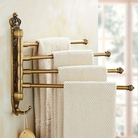 Vintage inspired Aluminum Towel Bar Foldable Rotating Design - Temu Folding Bathroom Towels, Bathroom Christmas, Bathroom Towel Holder, Folding Towels, Bathroom Towel Rails, Wall Hanging Storage, Towel Holder Bathroom, Bathroom Storage Organization, Towel Rack Bathroom