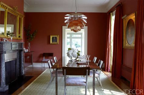 Dining Room Picture Gallery Red, Pantry Cupboard Designs, Italian Apartment, Terracotta Walls, Red Dining Room, Cosy Living Room, Farrow And Ball, Westchester County, Walls Room