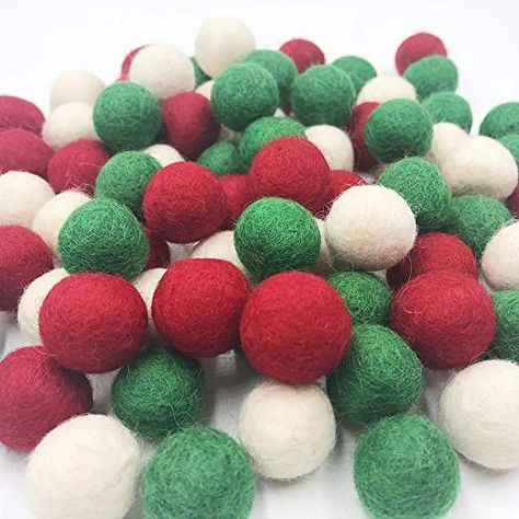 Christmas Pom Pom, Beaded Christmas Decorations, Christmas Elf Doll, Pom Garland, Christmas Felt, Pom Pom Garland, White Christmas Decor, Felt Balls, Wool Balls