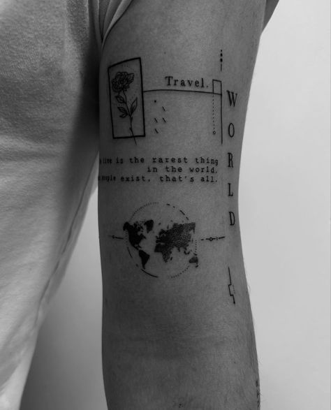 Conceptual Tattoo Ideas, Travel Tattoo Ideas For Women, Philosophy Tattoos, Watercolor Bike, Wanderlust Tattoos, Perspective Tattoos, Men Adventure, Best Friend Couple, Designing Characters