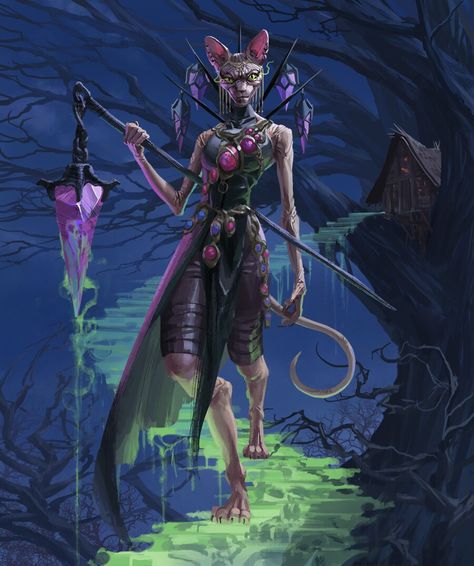 ArtStation - Tabaxi Necromancer Tabaxi Wizard, D&d Online, D D Races, D D Character Ideas, Dnd Races, Dnd Dragons, Dungeons And Dragons Characters, Cat People, Animal Stories