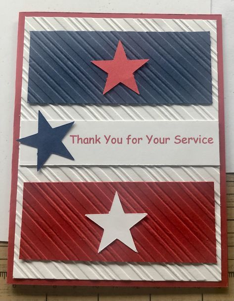 Patriotic Handmade Cards, Veteran Cards Ideas, Military Cards Ideas, Patriotic Cards Handmade, Veterans Day Cards Handmade, 4th Of July Cards Handmade, Retirement Scrapbook, Veterans Cards, Independence Day Card