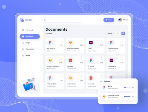 Storage Management Dashboard File Manager Ui, Dashboard Design Template, Ux Design Principles, Interactive Dashboard, Document Management System, Ui Design Elements, Card Ui, Document Management, Documents Design