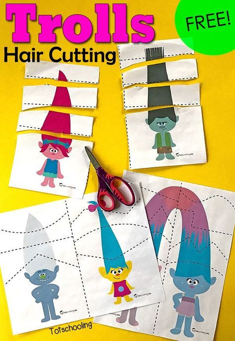 Trolls Hair, Gratis Printables, Preschool Fine Motor, Scissor Skills, Preschool Class, Motor Skills Activities, Skills Activities, Fine Motor Activities, Motor Activities