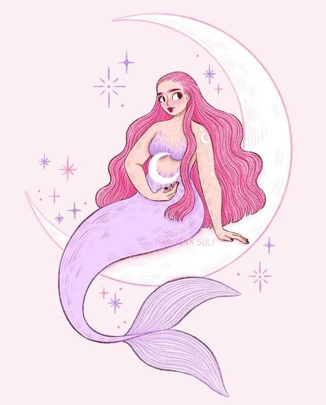 Marigona Suli | Mermaid On The Moon 🌙 I wasn’t sure what to draw but thankfully many of you helped me decide in my stories ☺️ Mermaid won and here she is … | Instagram Marigona Suli, Kawaii Mermaid, What To Draw, On The Moon, Drawing Inspiration, I Decided, Help Me, The Moon, To Draw