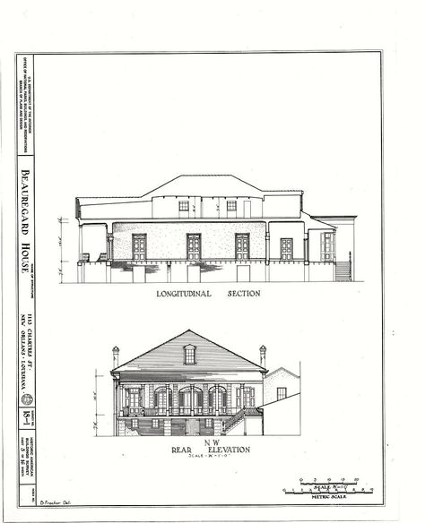 Beauregard House (1113 Chartres, Longitudinal Section-N.W. Rear Longitudinal Section, Floor Plans, Quick Saves