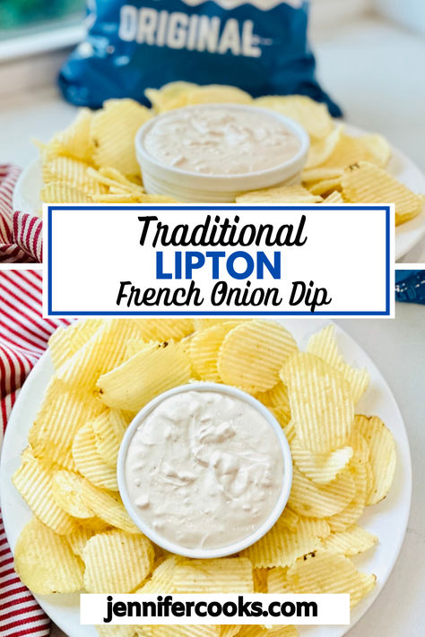 Discover the ultimate crowd-pleaser with this Traditional Lipton French Onion Dip recipe. Combining creamy sour cream with the rich flavors of Lipton Onion Soup Mix and a hint of Worcestershire sauce, this dip is perfect for any gathering. Pair it with classic Ruffles Potato Chips or crunchy carrot sticks for a delicious snack that will keep everyone coming back for more. Enjoy! French Onion Dip Mix, French Onion Dip Recipe, Homemade French Onion Dip, Savory Dips, Onion Dip Recipe, Sour Cream Dip, French Onion Dip, Onion Dip, Chip Dip