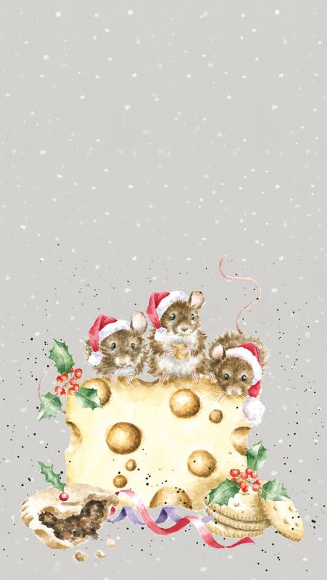 Christmas Mice, Wrendale Designs, Outdoor Christmas Tree, Christmas Phone Wallpaper, Christmas Card Art, Mouse Christmas, Christmas Blessings, Christmas Wallpapers, Cute Simple Wallpapers