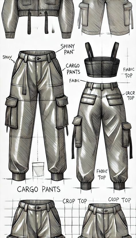 Cargo Drawing, Cargo Pants Drawing Reference, Cargo Pants Sketch, Cargo Pants Drawing, Pants Drawing, Combat Pants, Street Outfit, Cargo Pant, Cargo Pants Women