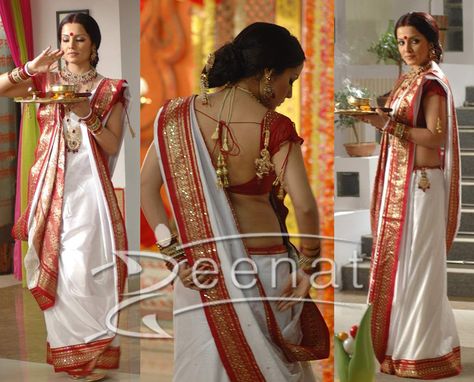 Bengali Sari, Bale Dance, Kitty Ideas, Sari Style, Celina Jaitley, Desi Clothing, Drape Blouse, Katan Saree, Bengali Saree