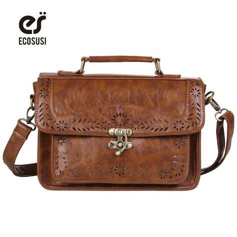 Retro Women Messenger Bag Department Of Forestry Satchel Hollow Out Shoulder Aesthetic Satchel, Ipad Charger, Phone Pen, Leather Briefcase Bag, Vintage Messenger Bag, Outfits Vintage, Messenger Purse, Bags Vintage, Girly Bags