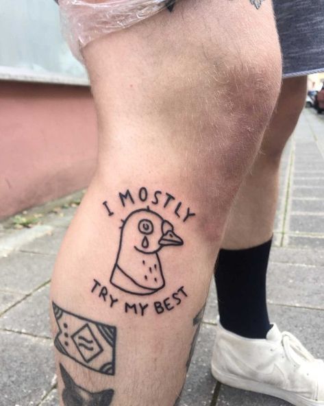 Dumbest Tattoos, Black Flash Tattoos, Pigeon Tattoo, Truck Tattoo, Learn To Tattoo, Woodcut Tattoo, Forearm Band Tattoos, Funky Tattoos, Doodle Tattoo