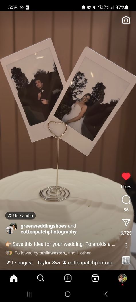 Take Pics Of Yourself, Polaroid Cake, Cheap Backyard Wedding, Polaroid Wedding, Fern Wedding, Wedding Donuts, Wedding Tags, Wedding Topper, Lake Wedding