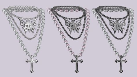 Sims 4 Body Accessories, Sims 4 Cc Y2k Jewelry, Sims Accesories Cc, Sims 4 Grunge Jewelry Cc, Sims 4 Cc Iced Out Chain, Sims 4 Gauges, Ts4 Necklace Cc, Sims 4 Cross Necklace, Sims 4 Cc Cross Necklace