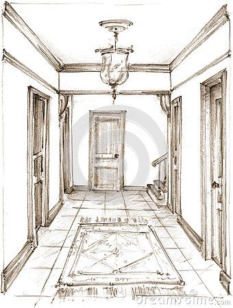 Hallway Drawing, Classic Hallway, Meet Me In The Hallway, Hallway Interior, Gothic Baby, Hallway Inspiration, Interior Design Drawings, Background Drawing, Perspective Drawing