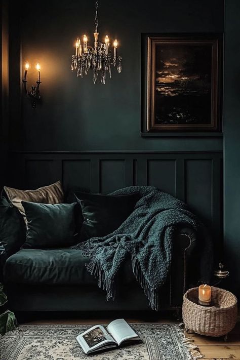 Add drama to your space with a moody accent wall in dark, rich colors. #AccentWalls #MoodyDecor #BoldSpaces Moody Bookshelf, Moody Accent Wall, Organizing Books, Moody Decor, Book Organization, Diy Shelves, Accent Walls, Where The Heart Is, Wall Colors