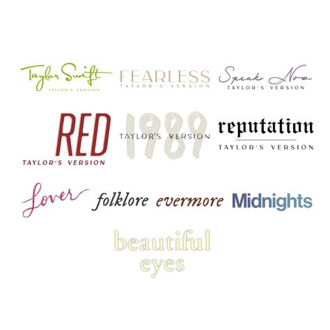 Taylor Logo Design, Taylor Swift Eras Tour Logo, Taylor Swift Album Fonts, Fearless Logo, Taylor Swift Stickers Printable, Eras Tour Logo, Taylor Swift Logo, Leavers Shirt, Taylor Swift Debut Album