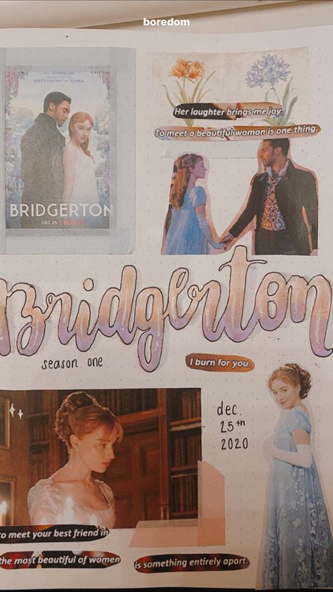 journal entry dedicated to season one of “bridgerton” <3 Bridgerton Bullet Journal, Bridgerton Journal, Friends Scrapbook, Bridgerton Series, Friend Scrapbook, Bullet Journel, Music Journal, Journal Entry, Film Music