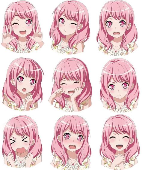 Proportions Reference, Bandori Pastel Palettes, Facial Expressions Reference, Aya Maruyama, Ran Mitake, Bandori Cards, Dream Drawing, Pastel Palettes, Pastel Palette