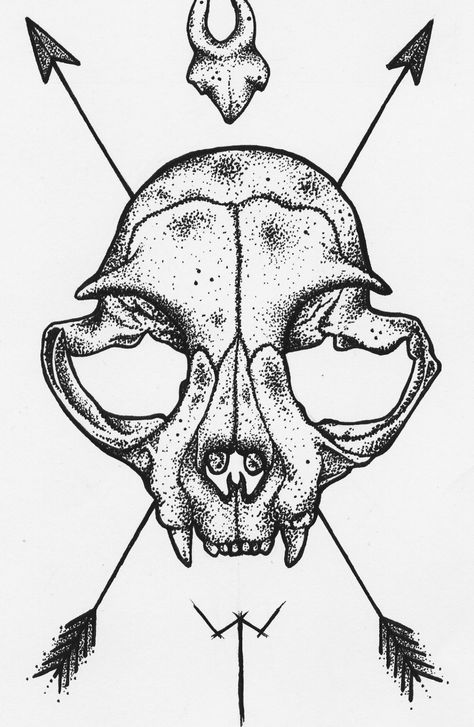 animal skull tattoo | Tumblr | Tattoo Vorlagen gezeichnet ... #tattooideas #skulltattoos Animal Skull Tattoo, Animal Skull Drawing, Cat Skull Tattoo, Tumblr Tattoo, Cat Tattoo Simple, Dog Skull, Simple Skull, Illustration Simple, Animal Skull