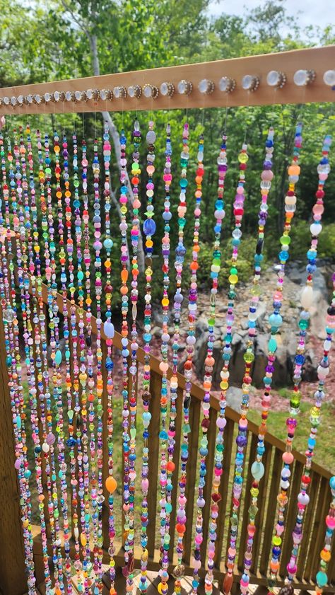 Beautiful Reflective Beaded Curtain With Attached Rod Ready to Hang 30 X 80in Strands - Etsy Hippie Curtains, Beads Curtain, Bead Curtain, Beaded Curtain, Diy Wind Chimes, Hanging Beads, Beaded Curtains, Apartment Decor Inspiration, Cute Little Things