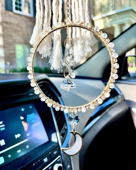 Finally putting a suncatcher in my car and look at those beautiful rainbows! 🌈✨ Hanger Crafts, Beautiful Baubles, Accessories Diy Jewelry, My Car, Beautiful Rainbow, Sun Catcher, Suncatchers, Wind Chimes, Diy Jewelry