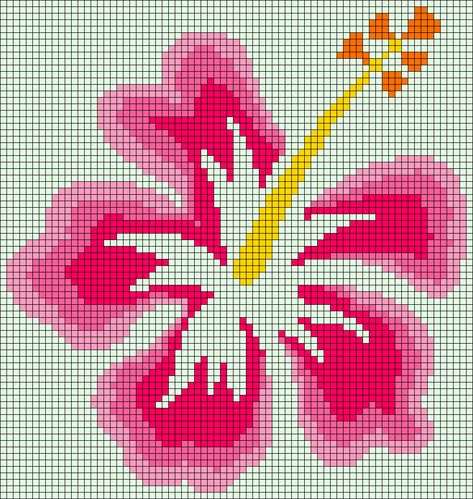 Alpha pattern #115315 | BraceletBook Pixel Hibiscus, Hibiscus Flower Pixel Art, Grid Design, Pixel Art Pattern, Beautiful Nature Pictures, Hibiscus Flowers, Crochet Art, Alpha Patterns, Bead Designs