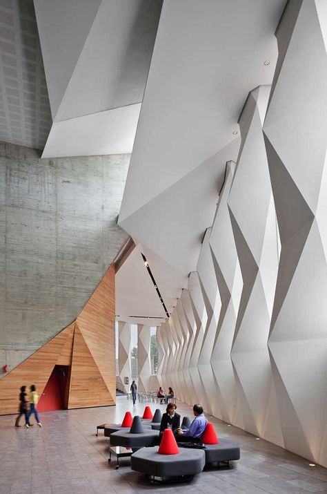 Lobby design of Roberto Cantoral Cultural Center Architecture Origami, Origami Architecture, Interior Design Minimalist, Lobby Design, Cultural Architecture, Design Del Prodotto, Cultural Center, Architectural Inspiration, Commercial Design