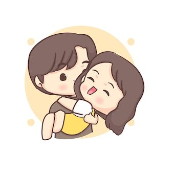 Carrying Girlfriend, Couple Cartoon Characters, Cake Stickers, Cute Chibi Couple, Chibi Couple, Cartoons Love, Cute Couple Cartoon, Cartoon Icons, Couple Cartoon