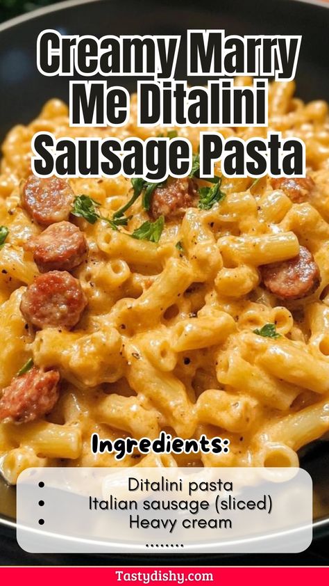 Delicious Creamy Marry Me Ditalini Sausage Pasta Recipe Dinner Ideas Using Kielbasa, Creamy Sausage And Spinach Pasta, Marry Me Sausage Pasta, Kilbasa Pasta, Rope Sausage Recipes Dinners, Ring Sausage Recipes Dinners, Chicken Italian Sausage Recipes, Quick And Easy Dinner Recipes For Family Busy Mom, Ditalini Recipes