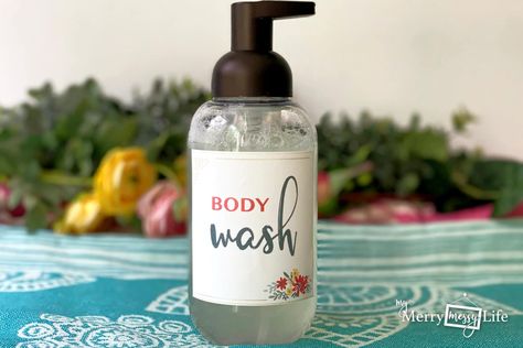 DIY Natural Foaming Body Wash – My Merry Messy Life Dr Bronners Body Wash, Dr Bronners Recipes, Face Wash Recipe, Body Wash Recipe, Purification Essential Oil, Dr Bronners, Messy Life, Foaming Body Wash, Homemade Cleaning Supplies