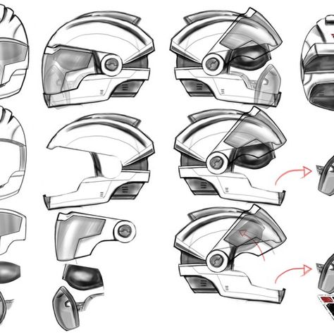 Design the next generation motorcycle helmet and see it brought to life! | Illustration or graphics contest | 99designs Helmets Design, Helmet Drawing, Motorcycle Helmet Design, Person Photography, Futuristic Helmet, Life Illustration, Packaging Design Trends, Futuristic Motorcycle, Industrial Design Sketch