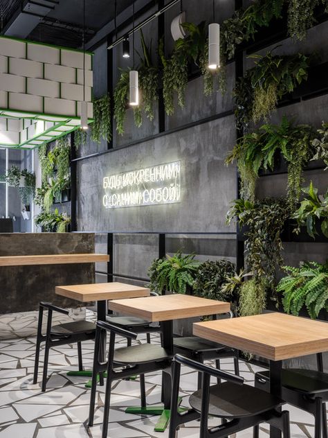 Gallery of PITA’S Bistro Restaurant / DA bureau - 13 Restaurant With Plants, Cool Restaurant Design, Bar Deco, Modern Restaurant Design, Bistro Restaurant, Industrial Restaurant, Coffee Shop Interior Design, Decoration Restaurant, Cafe Shop Design