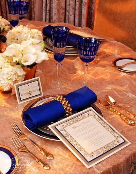 Pastel Color Azul, Blue And Gold Wedding Theme, Royal Blue And Gold Wedding, Royal Wedding Themes, Bridal Themes, Blue And Gold Wedding, Gold Wedding Reception, Blue Gold Wedding, Wedding Royal