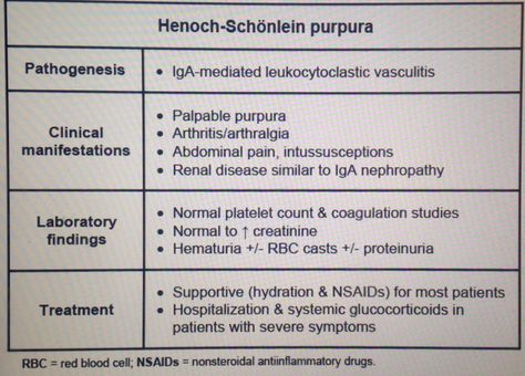 Henoch Schonlein Purpura... IgA mediated Vasculitis of small vessels... arthralgia, abdominal pain, renal disease (IgA deposition)... hematuria, mild proteinuria (+1) Henoch Schonlein Purpura, Medicine School, Nursing Study Tips, Nursing 101, Medical Notes, Study Stuff, Kidney Health, Rare Disease, Nursing Study