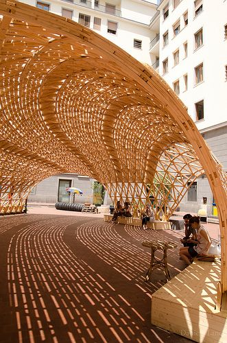 Toledo Napoli, Architecture Cool, Napoli Italy, Pavilion Architecture, Bamboo Architecture, Bamboo Decor, Community Centre, School Interior, Parametric Architecture