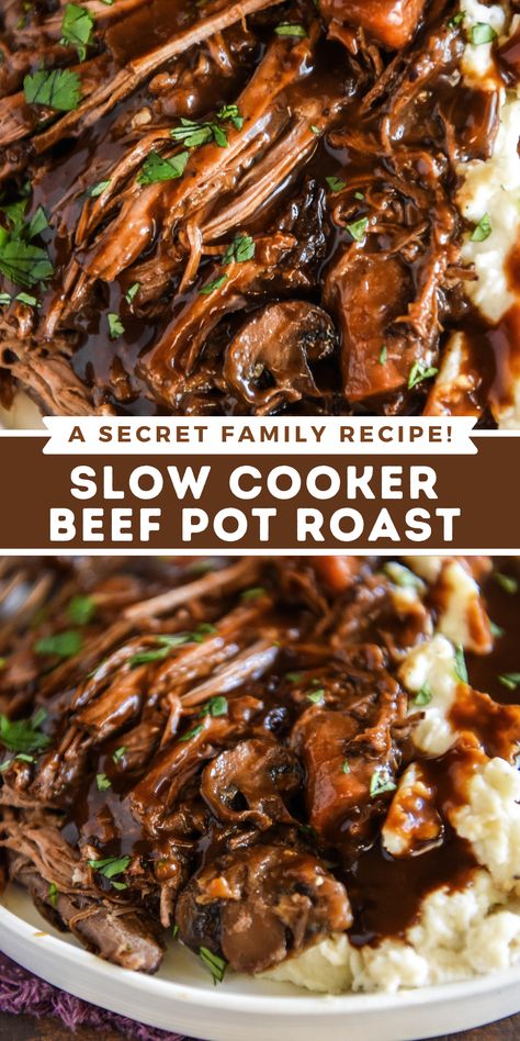 Easy Crockpot Pot Roast, Crockpot Pot Roast, Slow Cooker Pot Roast Recipes, Roast Gravy, Pot Roast Crock Pot Recipes, Chuck Roast Recipes, Best Pot Roast, Crockpot Healthy, Beef Pot Roast