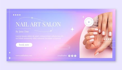 Gradient nail salon horizontal banner | Free Vector #Freepik #freevector #artist #design #promote #horizontal Nail Art Banner, Nail Banner, Shop Banner Design, Nail Art Salon, Nail Art Studio, Gradient Nails, Nail Shop, Nail Salon, Banner Design