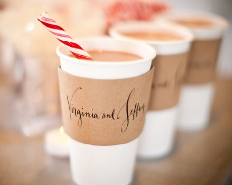 Planning A Winter Wedding :: Calluna Advice - Calluna Events Custom Coffee Sleeves, Boyfriend Inspiration, Hot Cocktails, Hot Chocolate Bar, Cup Sleeves, Winter Wedding Inspiration, Hot Chocolate Bars, Winter Wonderland Wedding, Coffee Sleeve