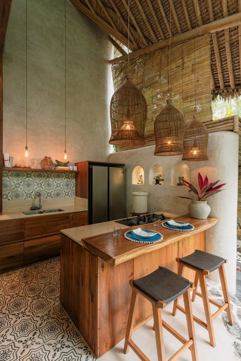 View Kitchen — Treehouse Shakti | Cob Earthen Home for Rent in Bali Cob House Kitchen, Treehouse Kitchen, Cobb Houses, Earthship House, Earthship Home Plans, Earthen Homes, Bamboo House Bali, Homestead Plans, Cob House Interior