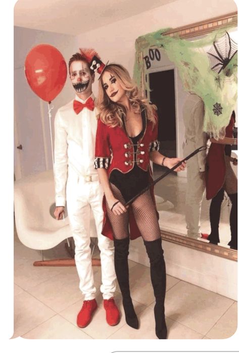 Ring Leader Costume, Halloween Costume Couple, Makeup Zombie, Meme Costume, Halloween Costumes Diy Couples, Creepy Halloween Costumes, Ring Leader, Diy Couples Costumes, Costumes Funny