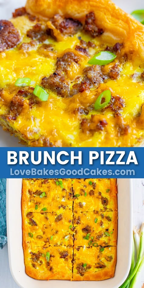 Breakfast Pizza - Brunch Pizza Brunch Pizza, Leftover Breakfast, Breakfast Pizza Recipe, Breakfast For A Crowd, Pizza Casserole, Crescent Roll Recipes, Breakfast Pizza, Best Breakfast Recipes, Interesting Food