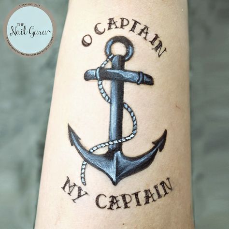 Starfish on the Beach: O Captain! My Captain! Captain Tattoo, O Captain My Captain, Navy Tattoos, Wife Tattoo, Tattoo Background, Oh Captain My Captain, Manga Tattoo, Shape Tattoo, Anchor Tattoos