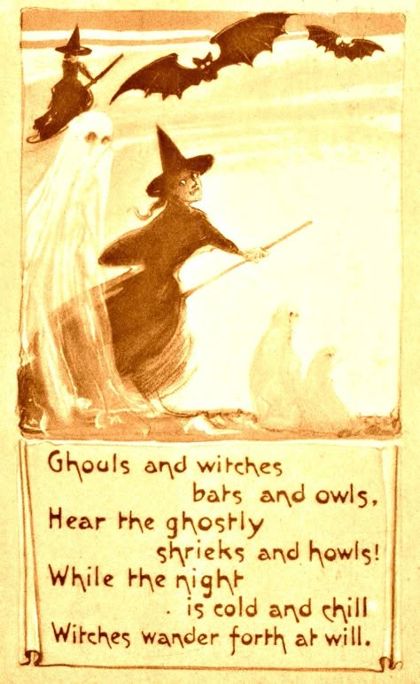 Halloween Sayings, Halloween Postcard, Halloween Poems, Vintage Halloween Cards, Vintage Halloween Witch, Autumn Images, Vintage Halloween Images, Image Halloween, Halloween Post