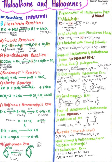 Organic Chemistry Formula Sheet, Class 12 Organic Chemistry, Notes For Organic Chemistry, Ncert Chemistry Notes, Class 12 Science Notes, Study Tips For Chemistry Class 12, Chemistry 12 Notes, Name Reactions Organic Chemistry Class 12, Class12 Chemistry Notes