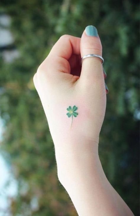 Clover Leaf Tattoo Minimalist, Lucky Clover Tattoo, Shamrock Tattoo, Lucky Tattoo, Tattoo Design For Hand, Shamrock Tattoos, Minimal Tattoos, Irish Tattoos, Clover Tattoos