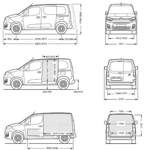 Citroen Berlingo dimensions | VanGuide.co.uk - The Van Experts Berlingo Camper, Citroen Van, Nissan Vans, Mercedes Benz Vans, Bike Fit, Camping Box, Micro Camper, Van Conversion Interior, Car Tent