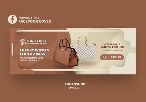 Fashion Store Facebook Cover Template PSD Create A Banner, Facebook Cover Design, Facebook Cover Template, Bags Online Shopping, Facebook Banner, Text Background, Fashion Cover, Photoshop Template, Cover Template